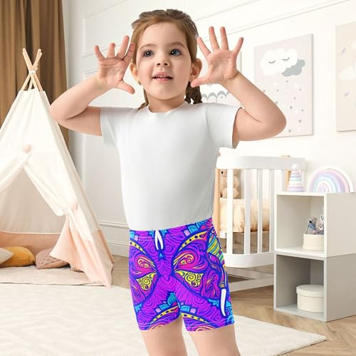 Toddler Girls Biker Shorts Cotton Under Dress Shorts Funny Psychedelic Ethnic Elephant Purple Dance Clothes 4t4