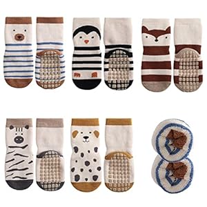 FedMois 5 Pairs Baby Kids Cozy Warm Winter Socks Anti-slip Infant Toddler Thermal Crew Socks