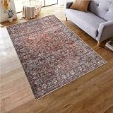 HAOCOO ラグ 洗える 120×160cm ホットカーペット対応 ペルシャ風 ラグマット 1.5畳 ふわふわ おしゃれ ホットカーペット対応 滑り止め 防ダニ 防臭 軽量 防音マット 室内用 デスクマット ダイニングマット アンティーク 花柄