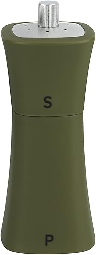 Grunwerg SP-9174RD 2 en 1 salero y molinillo de pimienta, plástico, verde oliva