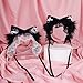 Shurhome Cartoon Cats Ear Hairband Lace Bows Headband Cosplay Headpieces for Prom Event or Adding Fashion to Daily Outfits Comfortable Furry Headbands for Costumes