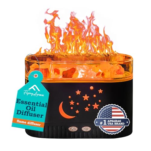 Himalayan Salt Lamp for Essential Oil Diffuser, Fireplace Flame Air