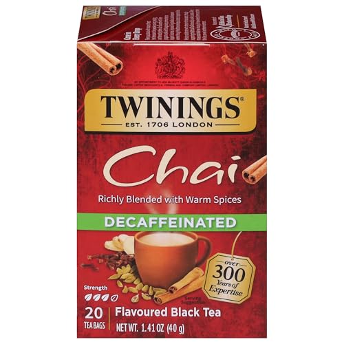 Twinings Decaffeinated Chai Individually Wrapped Bags, 20 Count (Pack of