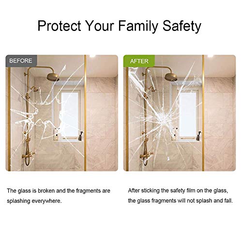 Clear Window Security Film Adhesive Anti Shatter Safety Window Glass Protection Sticker Heat Control Anti Uv For Home And Office 2Mil, 35.4Inch X 33Feet #TOP3