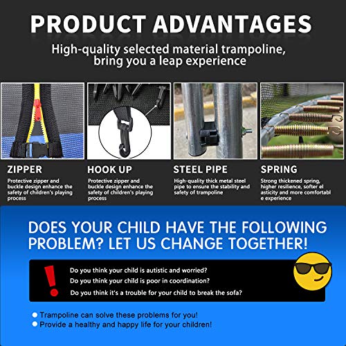CalmMax Trampolines 12-Foot Jump Trampoline with Enclosure Net, Spring Pad, Ladder - Combo Bounce Outdoor Trampoline for Kids, Adults