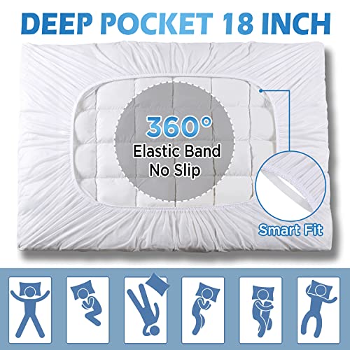 Sedona House Cooling Mattress Protector King Size, 3D Air Fiber Mattress Cover Breathable Ultra Soft, Noiseless Bed Covers Fits Up To 18'' Deep Mattress Washable, 76X80 Inch, White #TOP4