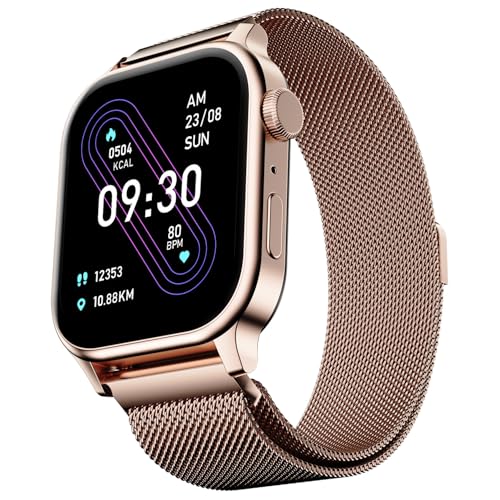 Fire‑Boltt Rise Round Smart Watch 1.85″ HD Display with Bluetooth Calling, Rotating Crown, AI Voice Assistant, SpO2 & Heart Rate Monitor,120+ Sports Modes, IP67 Waterproof Metal Smartwatch - Rose Gold