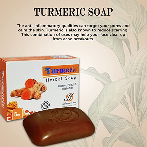 Herboganic Turmeric Herbal Soap For Cleansing, Purifying,Turmeric Skin Lightening Bar Soap With Essential Oils For Dark Spots, Skin Brightening Turmeric Bars For Face And Body(Pack Of 3) #TOP4