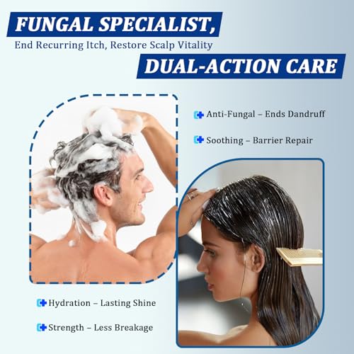 Image of Anti-dandruff Shampoo & Conditioner Set: For Folliculitis, Scalp Psoriasis & Seborrheic Dermatitis, Relieves Redness, Itching, Flaking & Dryness, Strengthens, Repairs & Boosts Shine - 20.28 fl.oz | Antifungal Set Seborrheic Dermatitis, Relieves Redness, Itch, Flaking & Dryness, Strengthens & Repairs Shine - 20.28 fl oz