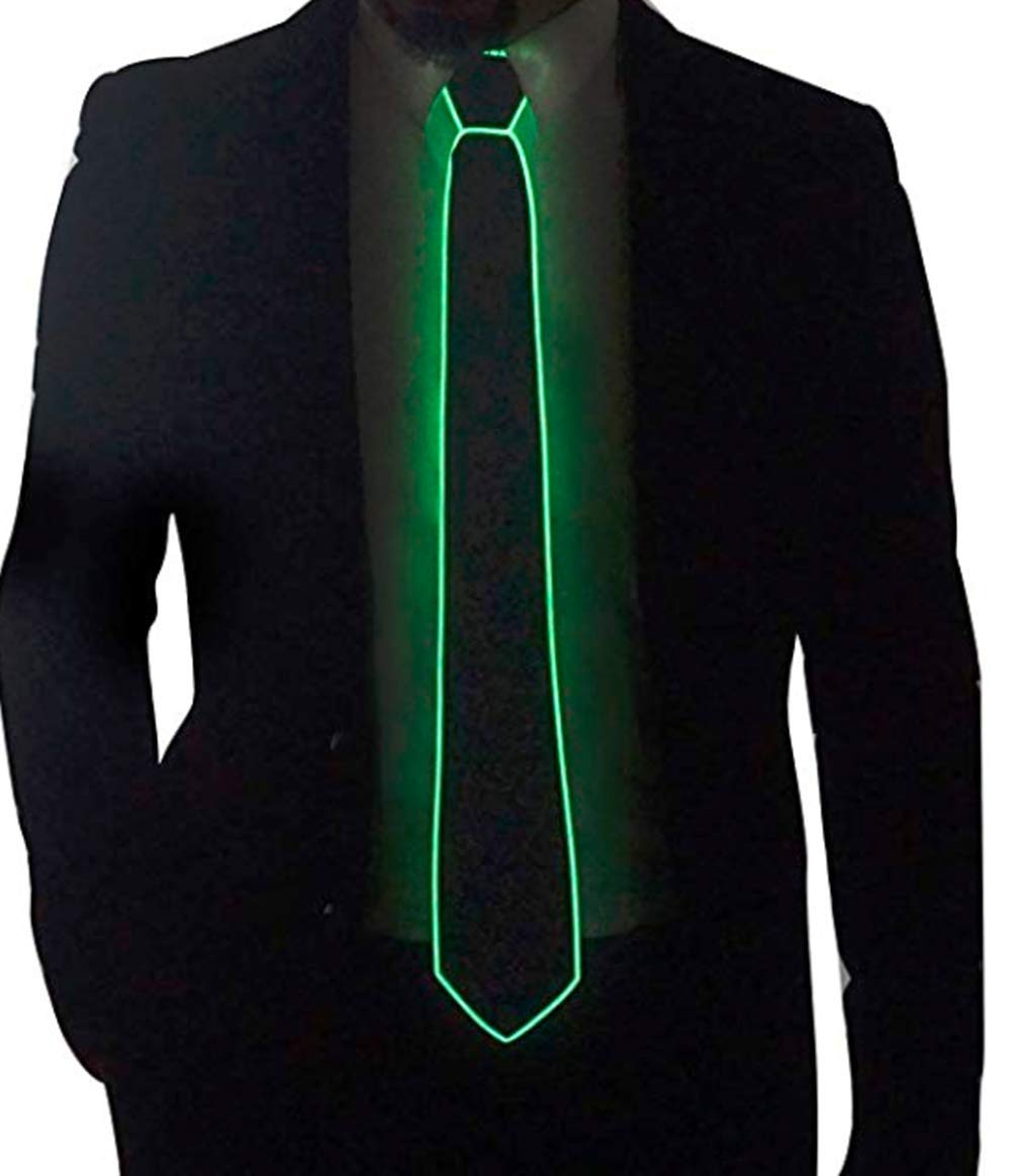 HULA Corbata LED con Tirantes Resplandor Neon para Fiesta (Verde)