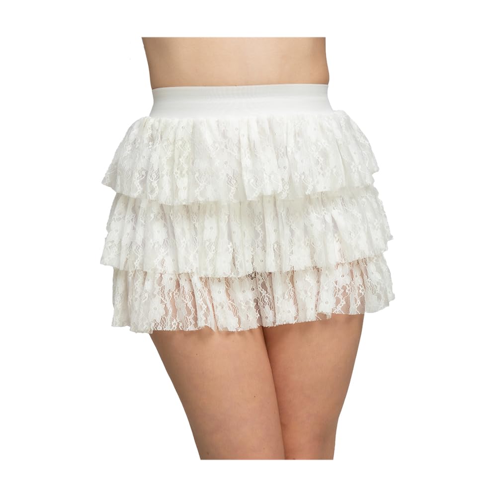 Wicked Costumes Adult Ladies 80's White Lacey Ra-Ra Skirt Fancy Dress