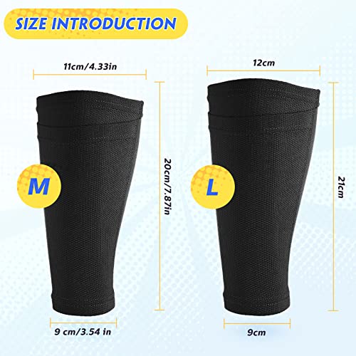 Hicarer Soccer Shin Guards Sleeves 4 Pairs Flexible Soccer Shin Guard Leg Performance Support Polyester Shin Guard Sleeve Holder With Pocket For Soccer Sport (White, Black,L) #TOP1