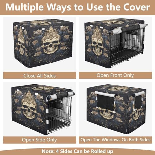 Housse imperméable cage chien chat tête de mort dorée bâche protection extérieure - 6