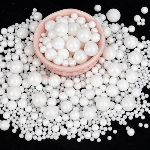 Twisweet White Sprinkles 130g Edible Pearl Sprinkles for Cake Decorating Mix Size Sugar Pearls Baking Candy Cupcake Topper Cookie Ice Cream Cake Decorations Birthday Wedding Christmas Party Supplies