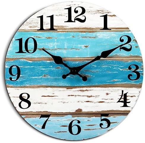 Orologio da parete blu a tema spiaggia, funzionamento a batteria,...