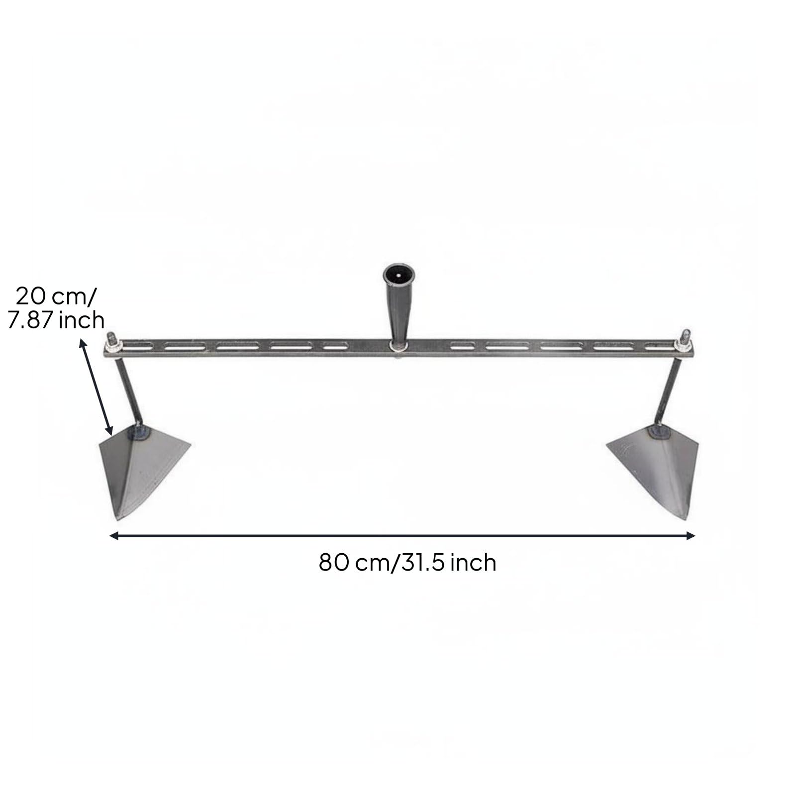 Houe Agricole Outil Manuel de Tranchée Houe Sarcleuse Cultivateur Réglable en Acier au Manganèse à Dents Triangulaires pour Préparation de, 80CM 2 Heads