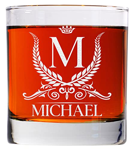 Personalized Engraved Whiskey Glass, Custom Monogram Old Fashioned Rocks Glass 11oz, Christmas Gift for Men, Engraved Bourbon or Scotch Glassess, Made in USA
