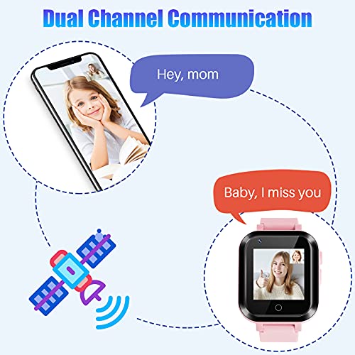 Okyuk T16 Kids Smart Watch 4G With Sim Card, Gps Tracker Watch For Kids Voice Video Call Sos Face Unlock Camera Pedometer, Touch Screen Kids Phone Watch For Boys Girls Gift #TOP1