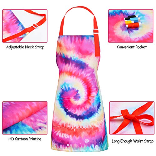 Kid Girls Boys Apron, Adjustable Kitchen Cooking Chef Apron With Pocket For Cooking Baking Art Painting Gardening,Tie Dye, 6-12Years #TOP3