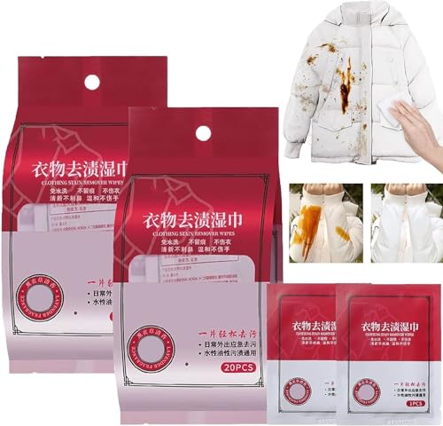 Toallitas húmedas para eliminar manchas de ropa, toallitas de limpieza de ropa, toallitas quitamanchas, toallitas de limpieza envueltas individualmente, removedor de manchas de emergencia para ropa (2