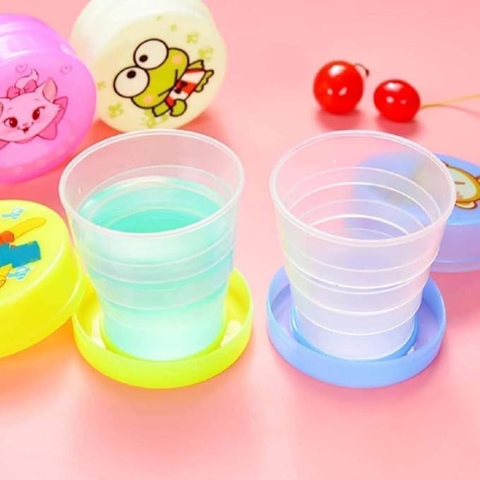 DIGSMORDEN Magic Folding Foldable Collapsible Water Cup/Glass for Traveling Purpose/Picnic (Pack of 2) Multi Color (Mini Cartoon Folding Glass)-image-37