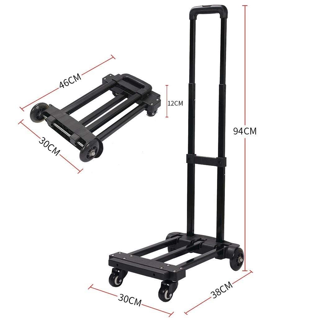 Carrelli elevatori Carrello Home Comodo Carrello Carrello Piccolo Nero Carrello Pieghevole da Viaggio Carrello portabagagli Universale