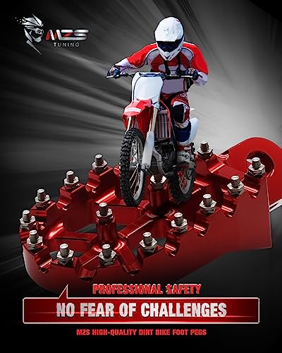 Mzs Dirt Bike Foot Pegs, Cnc Motocross Footpeg Mx Footrest Rest Pedal Red Compatible With Cr125 Cr250 Crf150R Crf250R Crf250Rally Crf250X Crf250Rx Crf450R Crf450Rx Crf450X Crf450L Crf250L Crf1000L #TOP1