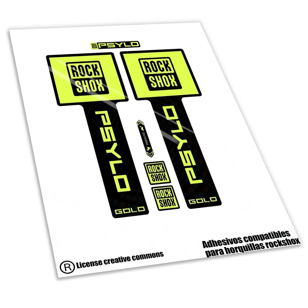 REF:VP651 Stickers compatible with fork ROCK-SHOX PSYLO GOLD 2025 MTB, stickers, stickers, stickers, vinyls for mountain bikes. (FLUOR YELLO)