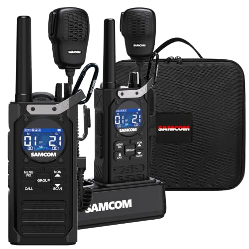 Image of SAMCOM GMRS T5 Two-Way Radios Walkie Talkie with Mic Carrying Case Earpiece