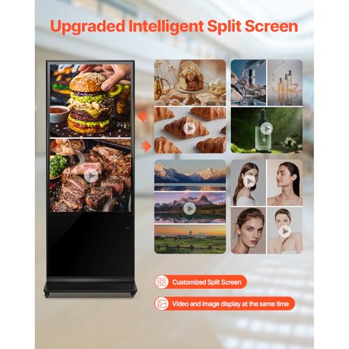 Image of Happybuy 55-Inch Digital Signage Display, Interactive Touchscreen Kiosk, Indoor Floor-Standing 4K UHD LCD Screen, 2GB RAM & 32GB Storage, WiFi /USB Connectivity, Commercial Advertising Solution