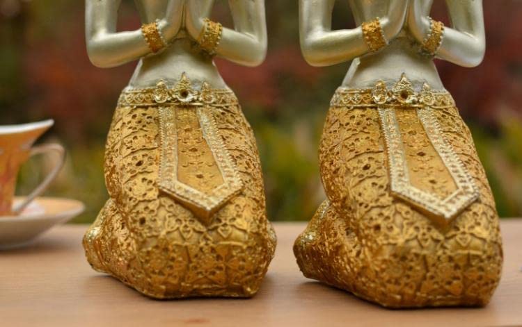 Amazon.co.jp: 置物 タイの神様 膝をついて祈る姿 アジアン風 民族調