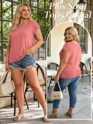 Image of Bliwov Womens Tops Lace Cap Sleeve T Shirts,Cute Trendy Casual,Beach Vacation Outfits,Summer Spring Fashion Clothes