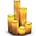 LED Lytes Flameless LED Candles with Timer Slim Set of 6, 2" Wide and 2"- 9" Tall, Gold Coated Wax and Flickering Amber Yellow Flame for Home and Wedding Decor