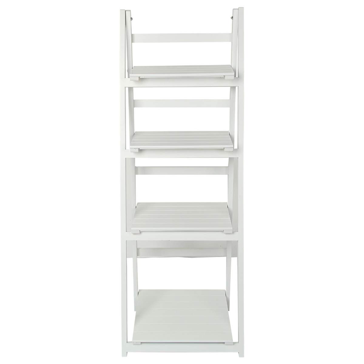 AllRight 4 Tiers Ladder Book Shelf Wooden Bookcase Home Decor Leaning