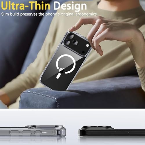 Image of Kratos Transparent Clear Case Cover Compatible with iPhone 17 Pro - Anti-Yellowing, Wireless Magnetic Charging Case with Raised Edge Camera & Screen Protection, Shock-Resistant Design