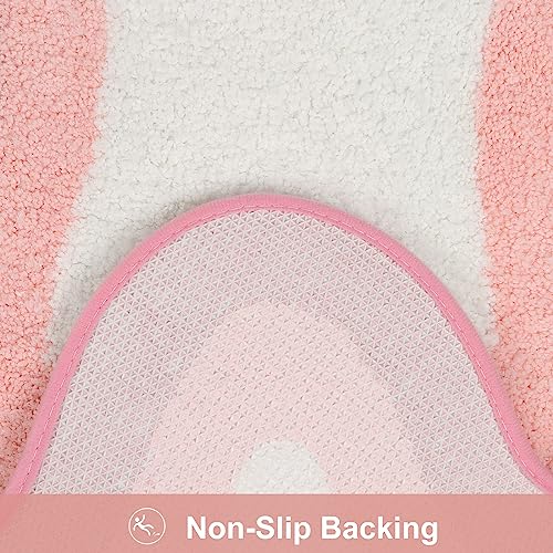 HAOCOO Pink Bathroom Rug Runner, 24x59 Inch Soft Non Slip Bath Rugs for Bathroom, Microfiber Absorbent Washable Irregular Shaped Rug Floor Mat for Bedroom Bathtub Tub Shower by HAOCOO - Image 4