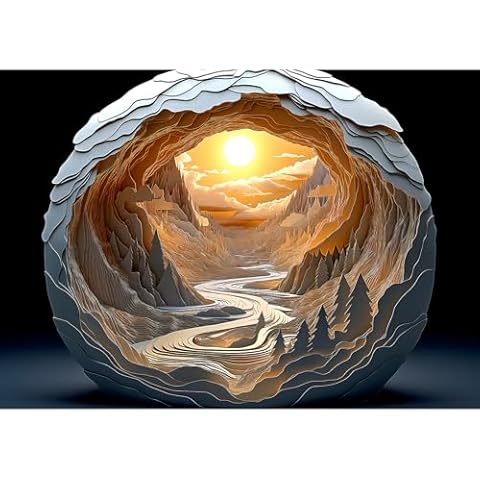 Blueforest 3D Visual Puzzle Dawn Inside a Cave Puzzles for Adults 1000 Pieces Unique Paper Art Autostereoscopic Puzzle Impossible Difficult Hard Challenging Jigsaw Puzzles for Adults Cover