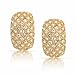 Fashion Bridal Pave Encrusted Crystal Wide Half Dome Clip On Earrings For Women Wedding Party Non Pierced Ears Yellow Gold Plated