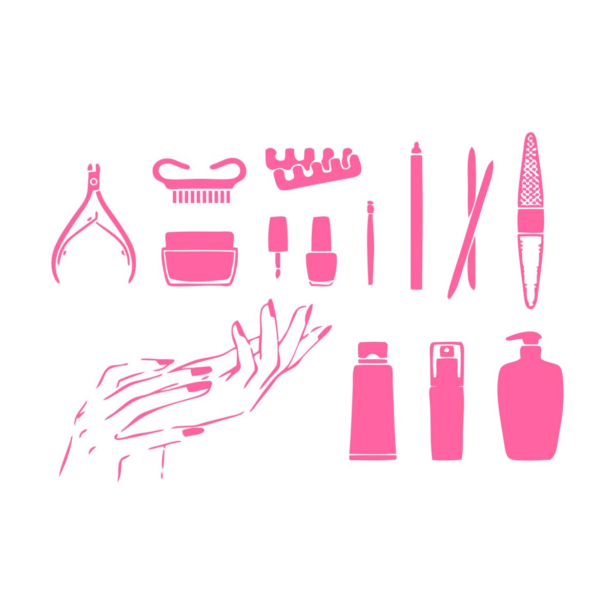 Nails Polish Tools Removable Wall Sticker Nails Studio Decoration Manicure Nails Design Wall Decal Nail Art Tools Mural Extra Large - 58x84cm