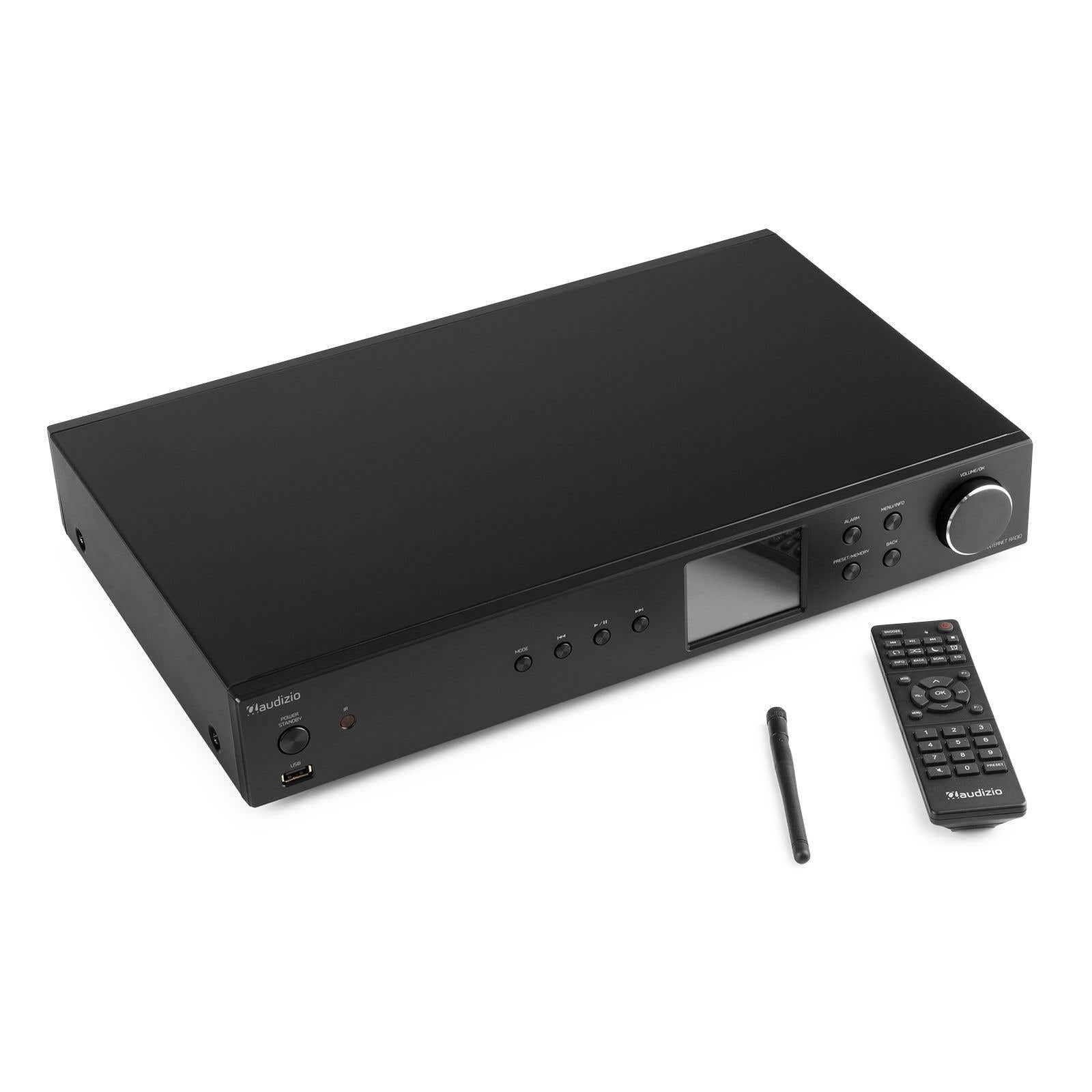 Audizio Adria - Internetradio WLAN Radio mit Bluetooth, DAB Tuner, Spotify Connect, HiFi-Tuner, Internet Radio, USB, AUX, RCA Out, Optical, Fernbedienung - Schwarz