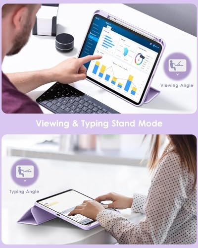 Image of Printme Compatible with iPad (A16) 11th Generation Case 11 Inch 2025, for iPad 10th Generation Case 10.9 Inch 2022 with Pencil Holder, Slim Trifold Stand Protective Cover with Soft TPU Back (Lavender)