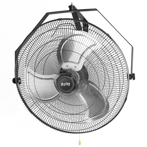 Xcity 20 Inch Metal Wall Mounted Fan, Max 5500 CFM High Velocity Oscillating Wall Fan with 3 Speed & 360° Adjustable Tilt for Commercial, Garages, Workshops, Warehouse