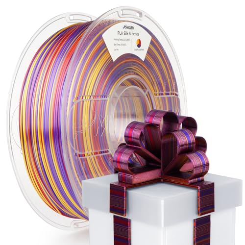 Image of AMOLEN Silk PLA 3D Printer Filament, Shiny Multicolor Rainbow PLA Filament 1.75mm, Fast Color Change PLA 3D Printing Filament for Most FDM 3D Printer, Gold Purple Red, 1kg (2.2lbs)