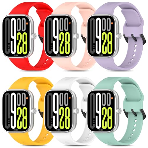 WindRen 6 Piezas Correas Compatibles con Xiaomi Redmi Watch 5/Xiaomi Smart Band 9 Pro,Correa de Silicona Impermeables Deportivas pulsera de Repuesto para Xiaomi Redmi Watch 4/Xiaomi Smart Band 8 Pro