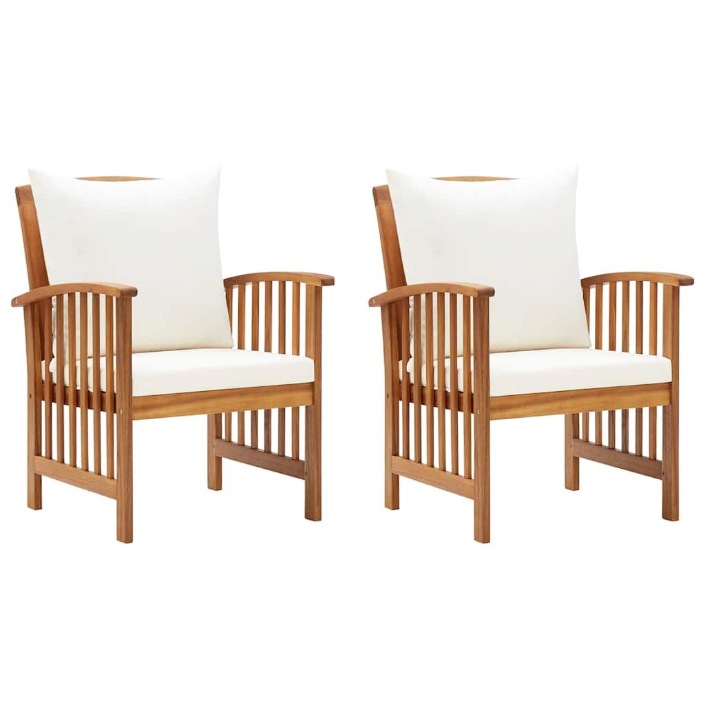vidaxl 2x chaises jardin acacia massif