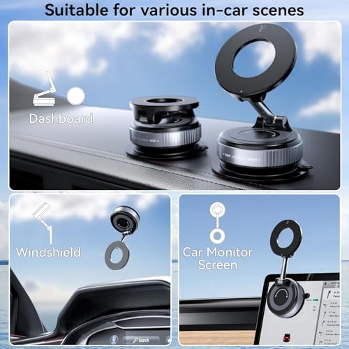 Image of Magnetic Car Phone Mount Holder | 360 Adjustable Foldable Mobile Stand for Car Dashboard | Strong Magnet Phone Holder for Smartphones | Car Accessories for Navigation & Hands-Free Viewing