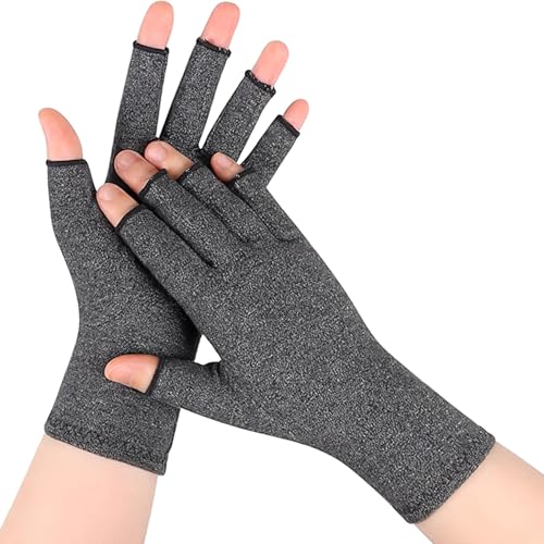 Image of TecoKart Compression Gloves for Arthritis - Bamboo Arthritis Gloves for Pain Relief, Rheumatoid and Osteoarthritis Support, Open Finger Design for Flexibility, Ideal for Men & Women