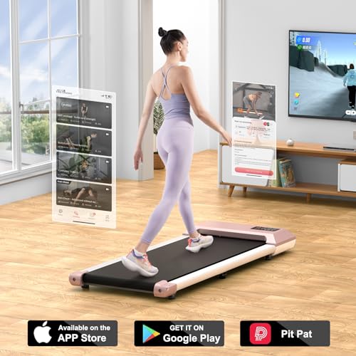 DeerRun Walking Pad 2 in 1 Under Desk Treadmill, 2.5HP Low Noise Walking Pad Running Jogging Machine with Remote Control for Home Office, Lightweight Portable Desk Treadmill Installation Free