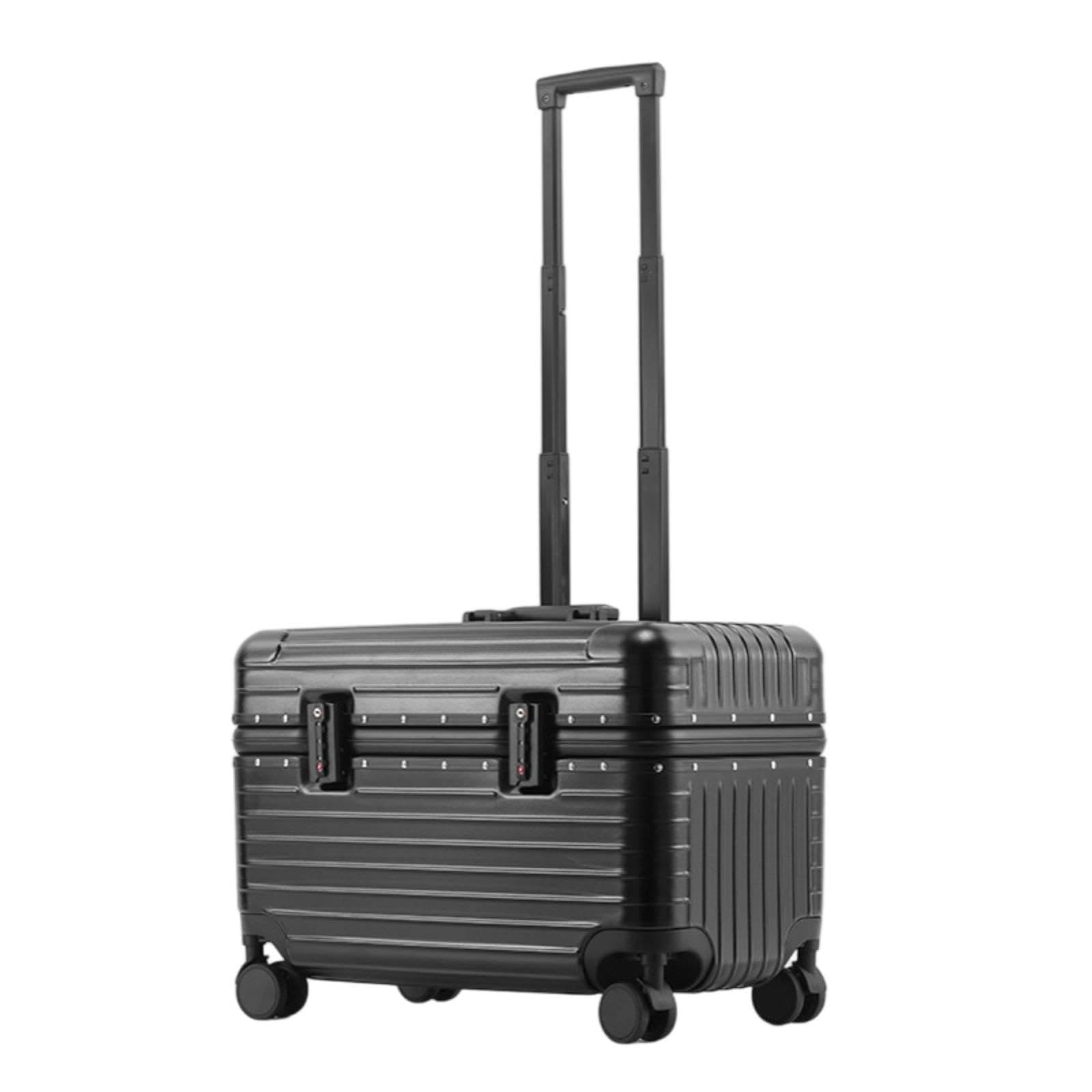 Hard case Suitcase with Combination Locking Top Locking-Opening Suitcase with Telescopic Handle Rigid Trolley for Passengers, Commuters, Business Travel Black 18 Inch-picture-27