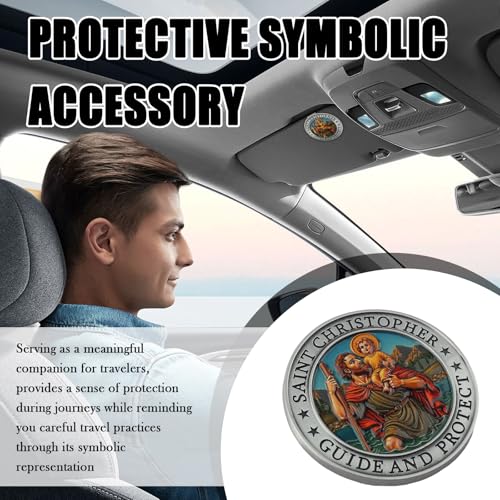 Image of 2026 New Colorful St. Christopher Medal for Car Visor Clips,Relief Art Saint Christopher Medal for Car Decor,Multi-Function Sun Visor Clips for Cars as Gifts for Catholic Man (Holy Son Style)
